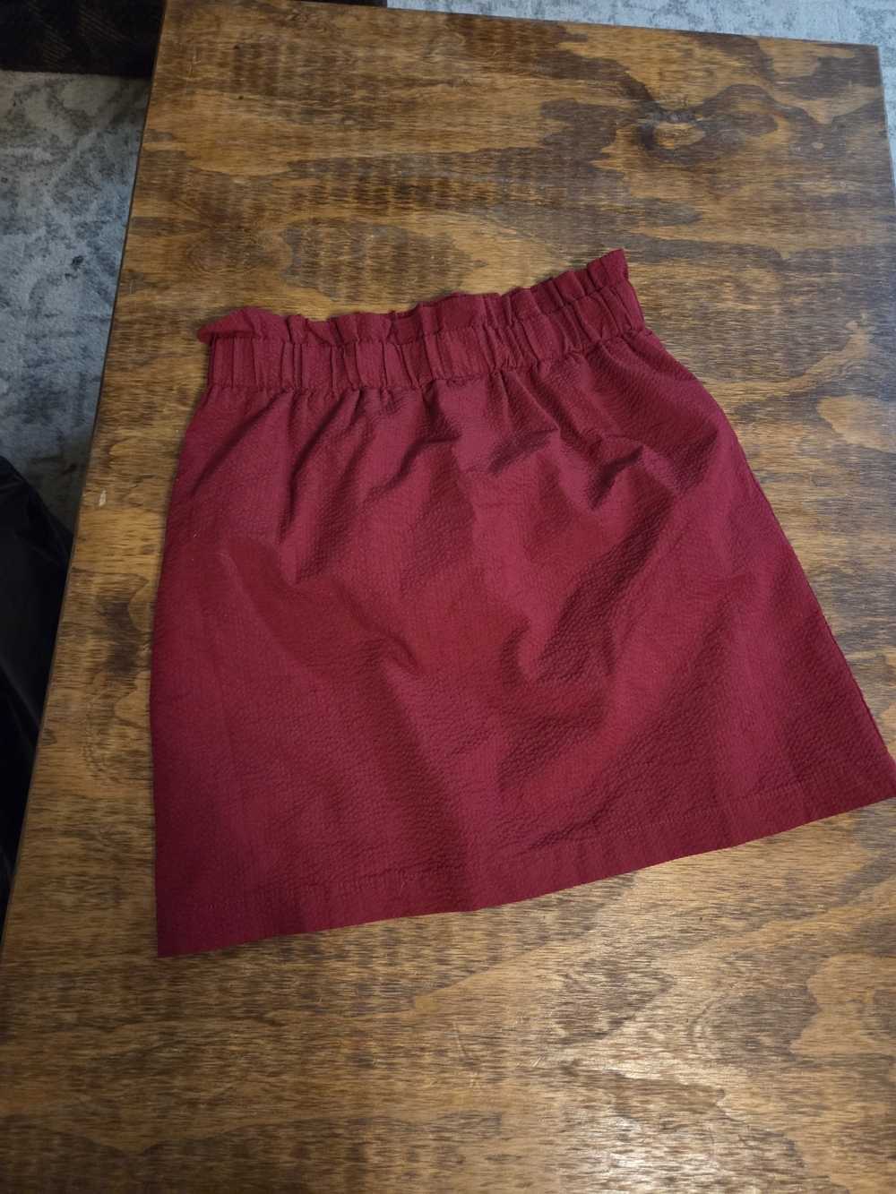 Lauren James Burgundy Mini Skirt with Paperbag Waist